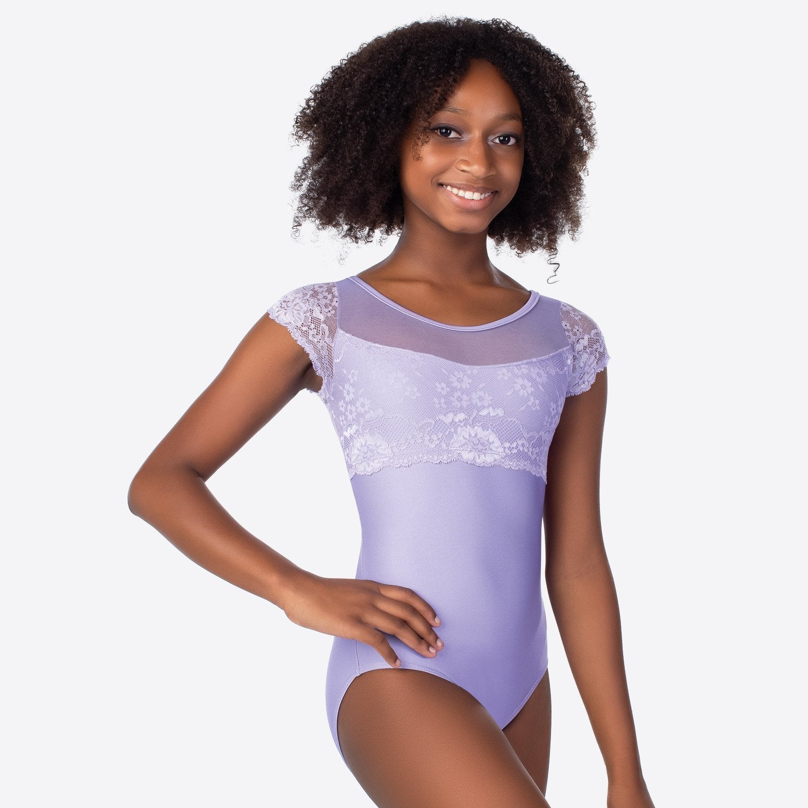 Long Sleeve Leotard with Floral Lace and Mock Neck Design - Fix