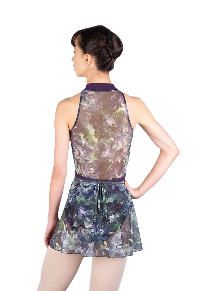 Lida Floral Mesh Print Wrap Skirt - Aquarelle