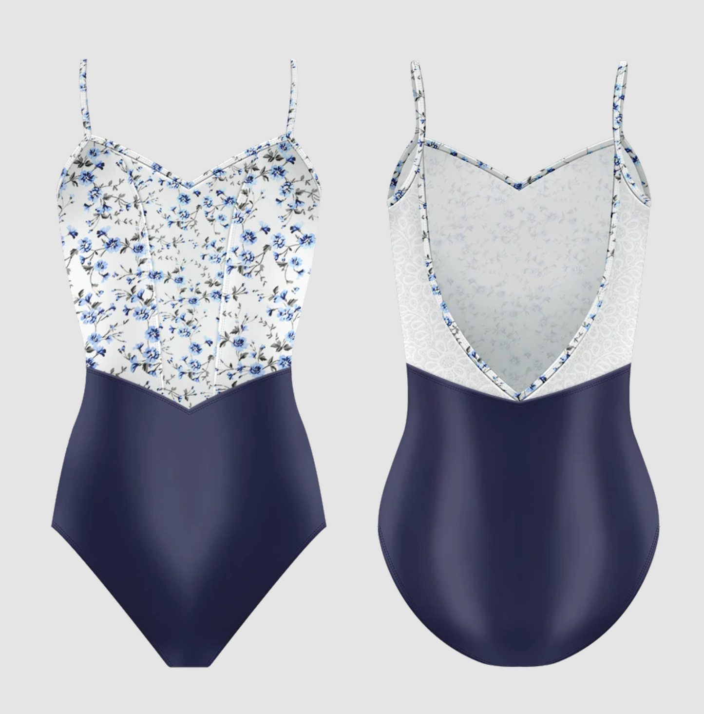 Chanelle Camisole Leotard in Bluebelle Print