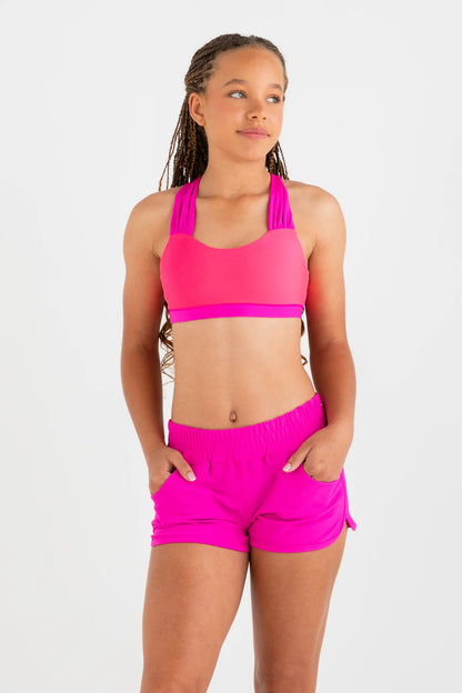 Ibiza Reversible Crop Top - Pink Cosmos