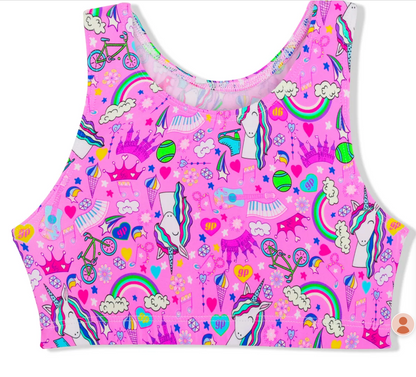 Girls Unicorn Print Crop Top - Size 6x