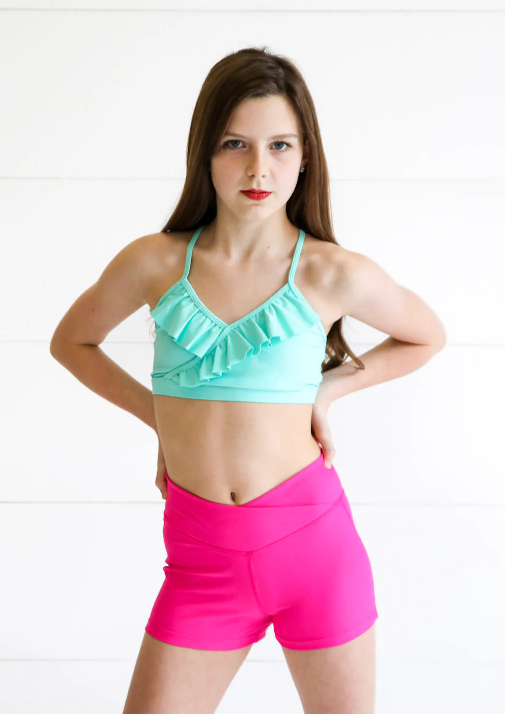 Ella Ruffle Cross Back Crop Top