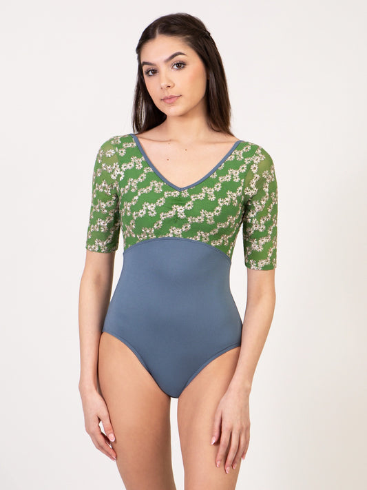 Daisy Pinch Front Half Sleeve Leotard - 2685A