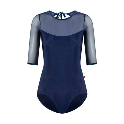 Olivia Mesh Half Sleeve Leotard - Dark Blue