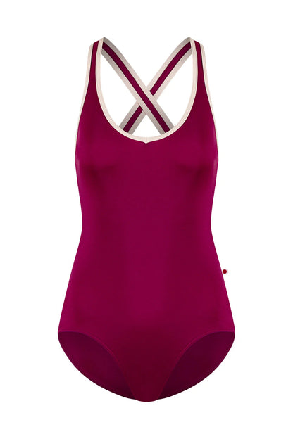 Sonoya Cross Back Tank Leotard - Maroon