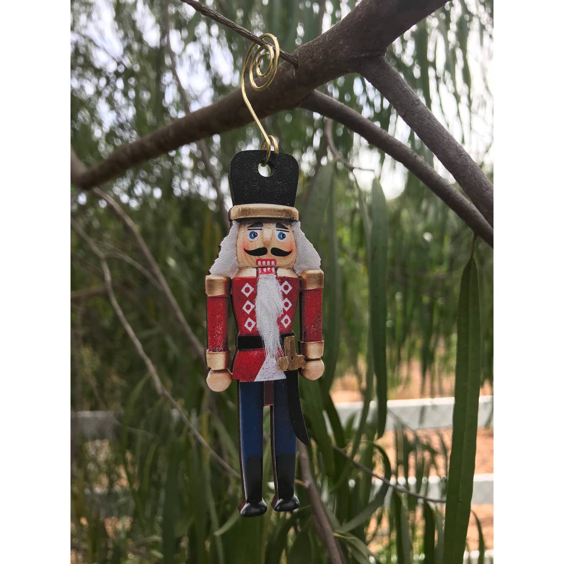 Birch Wood Nutcracker Ornament